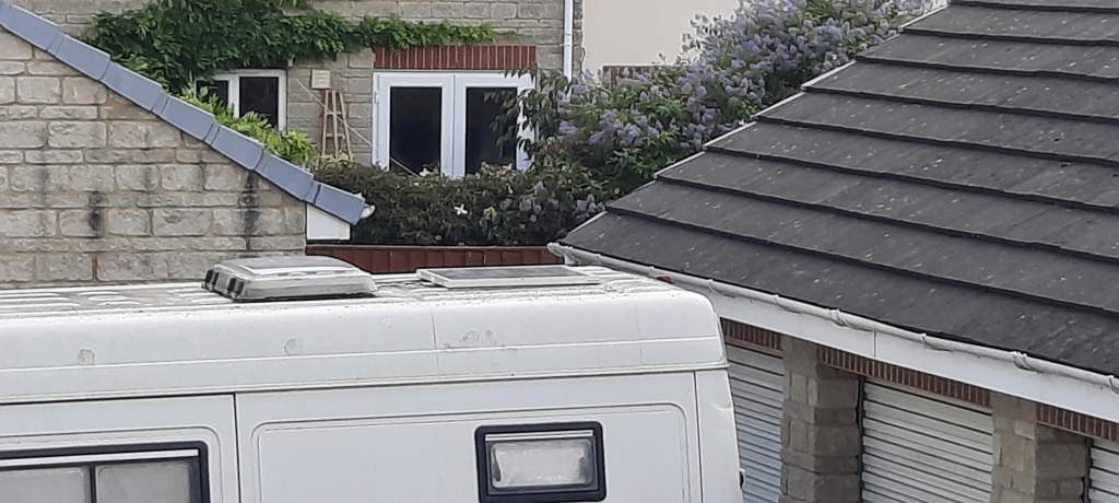 Roof with solar panel temporarily 'installed'