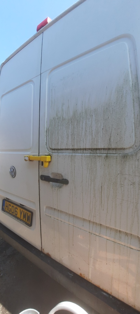Van doors before and after cleaning